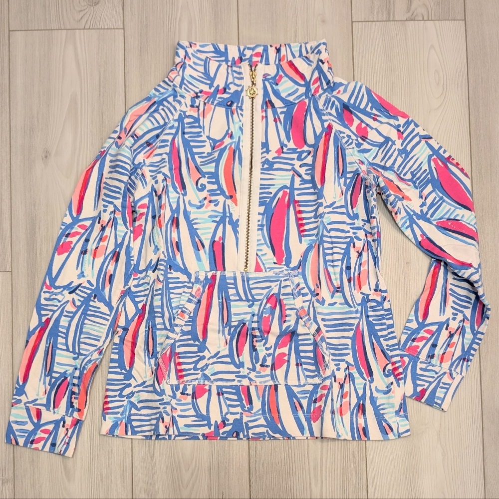 Lilly Pulitzer Skipper Popover Red Right Return Size Medium 🛞⛵🌊 - Picture 1 of 13